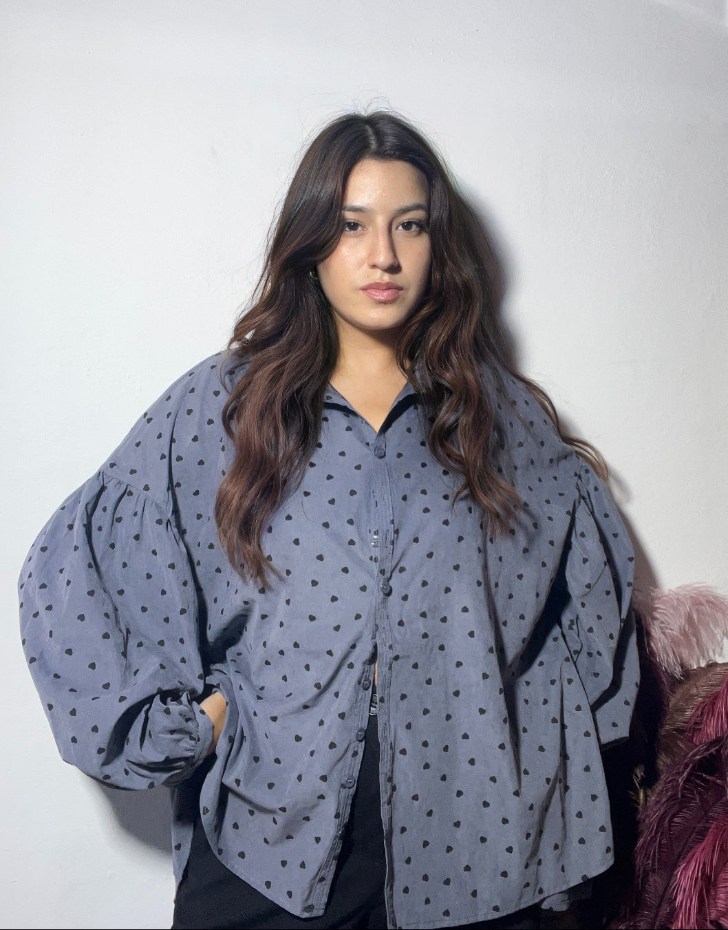 Camicia blu a pois🦋